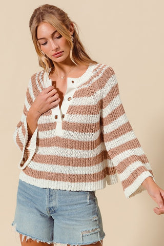 Nora Placket Striped Sweater