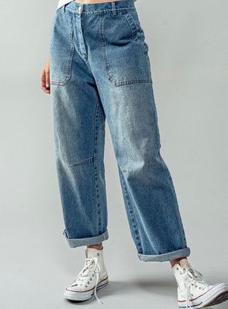 Seamed Pocket Denim Jeans