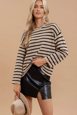 Boat Neck Striped Sweater