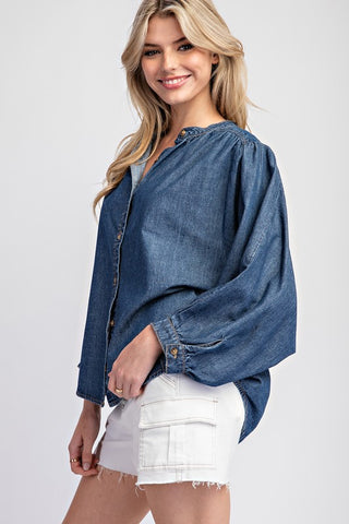 Beth Mineral Washed Denim Top