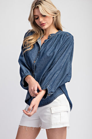 Beth Mineral Washed Denim Top