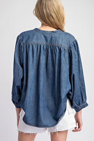 Beth Mineral Washed Denim Top