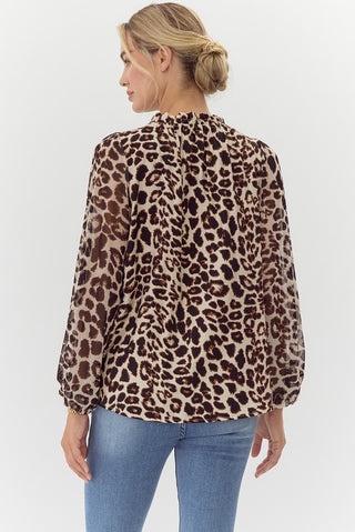 Taylor Leopard Chiffon Top