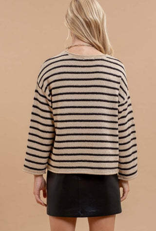 Boat Neck Striped Sweater