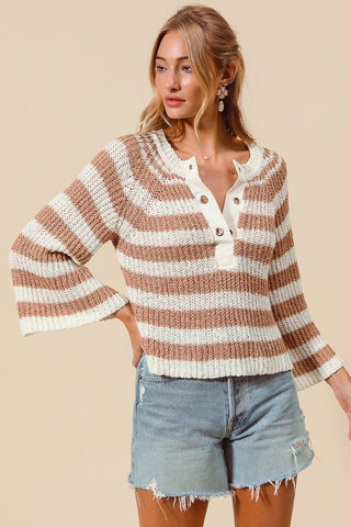 Nora Placket Striped Sweater