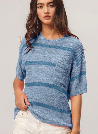 Pocket Striped Lightweight Sweater