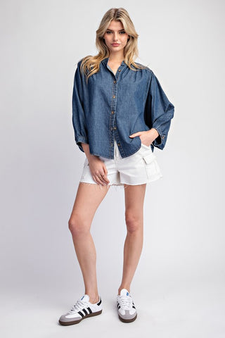 Beth Mineral Washed Denim Top