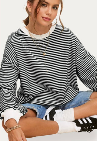 Race Day Striped Crewneck Top