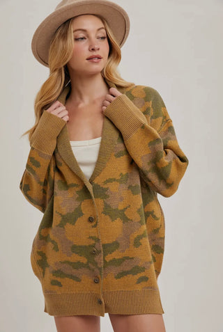 Camo Collared Cardi