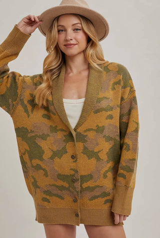 Camo Collared Cardi