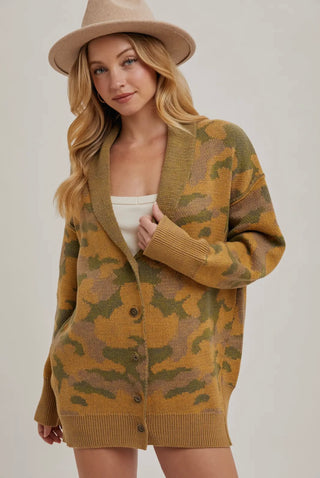 Camo Collared Cardi