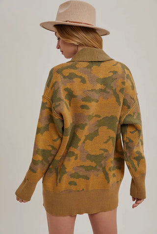 Camo Collared Cardi