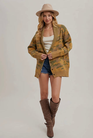 Camo Collared Cardi