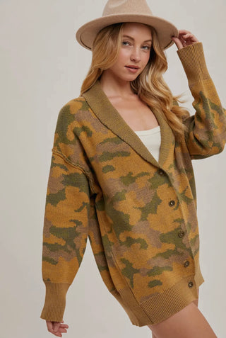 Camo Collared Cardi