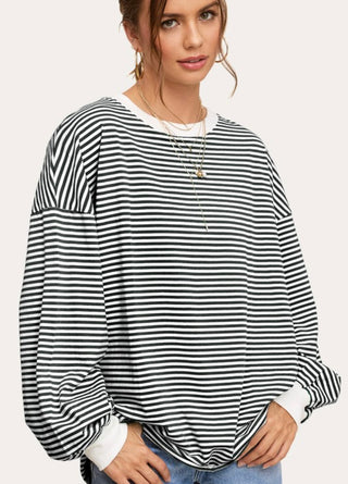 Race Day Striped Crewneck Top