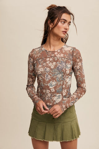 Floral Mesh Top